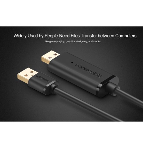 Кабель Ugreen US166 USB 2.0 Data Link Cable 2m (20233) Black купить в Украине | Telemart фото