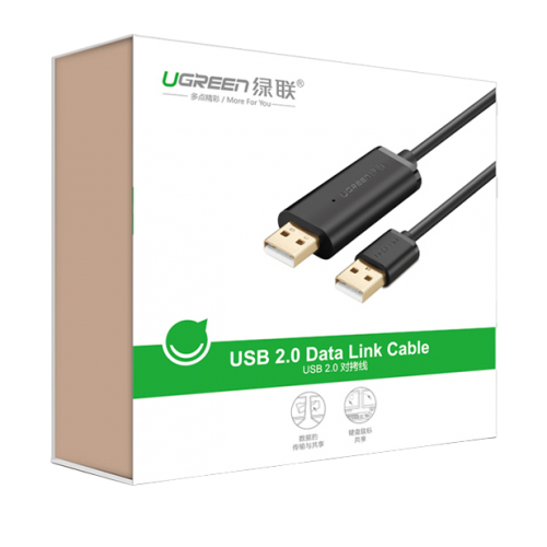 Кабель Ugreen US166 USB 2.0 Data Link Cable 2m (20233) Black купить в Украине | Telemart фото