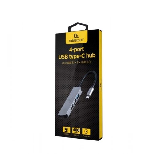 Фото USB-хаб Cablexpert USB Type-C 4 in 1 (UHB-CM-U3P1U2P3-01) Grey