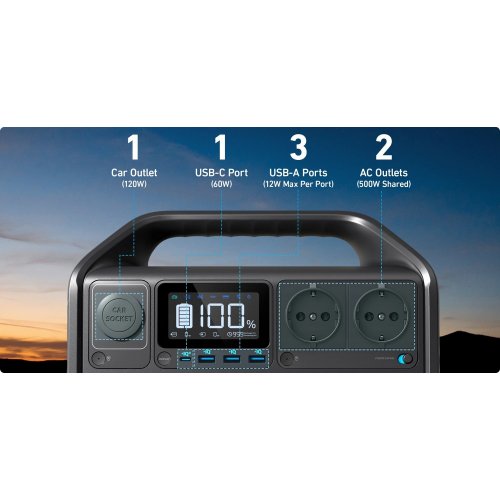 Зарядна станція Anker 535 500W 512Wh купити в Україні: Київ, Львів, Хмельницький, Тернопіль, Івано-Франківськ | Низька ціна, відгуки, характеристики від TELEMART фото