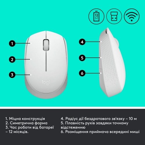 Фото Мышка Logitech M171 Wireless (910-006867) Off-White