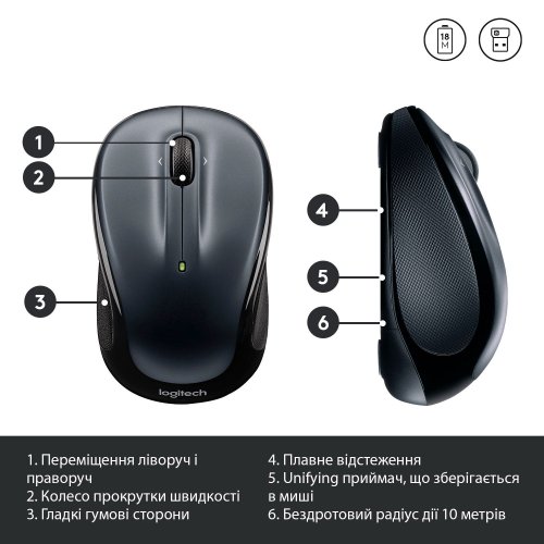 Фото Мышка Logitech M325S Wireless (910-006812) Dark Silver