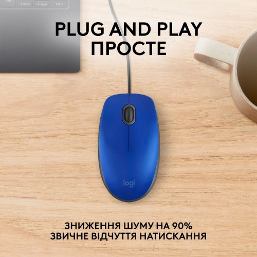 Photo Mouse Logitech M110 Silent Corded (910-006758) Blue
