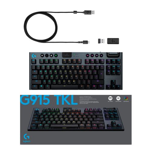 Купить Клавиатура Logitech G915 TKL RGB Mechanical Tactile (920-009503) Carbon - цена в Харькове, Киеве, Днепре, Одессе
в интернет-магазине Telemart фото