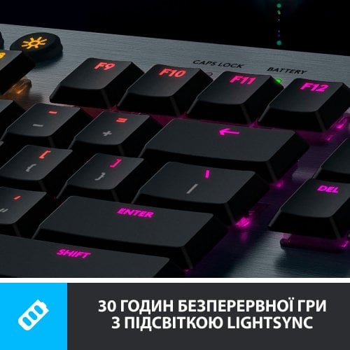 Купить Клавиатура Logitech G915 RGB Mechanical Tactile (920-008910) Black - цена в Харькове, Киеве, Днепре, Одессе
в интернет-магазине Telemart фото