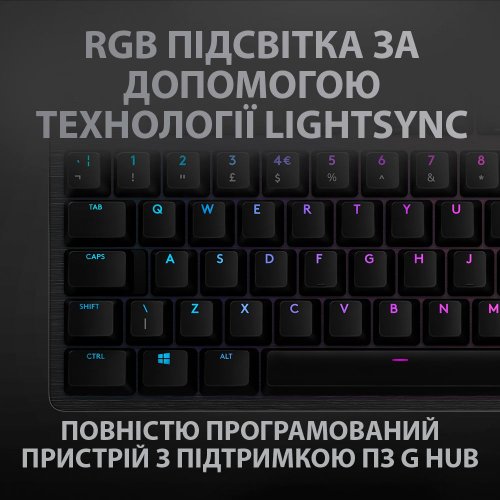 Клавіатура Logitech G512 RGB Mechanical GX Blue (920-008946) Carbon купити в Україні: Київ, Львів, Хмельницький, Тернопіль, Івано-Франківськ | Низька ціна, відгуки, характеристики від TELEMART фото