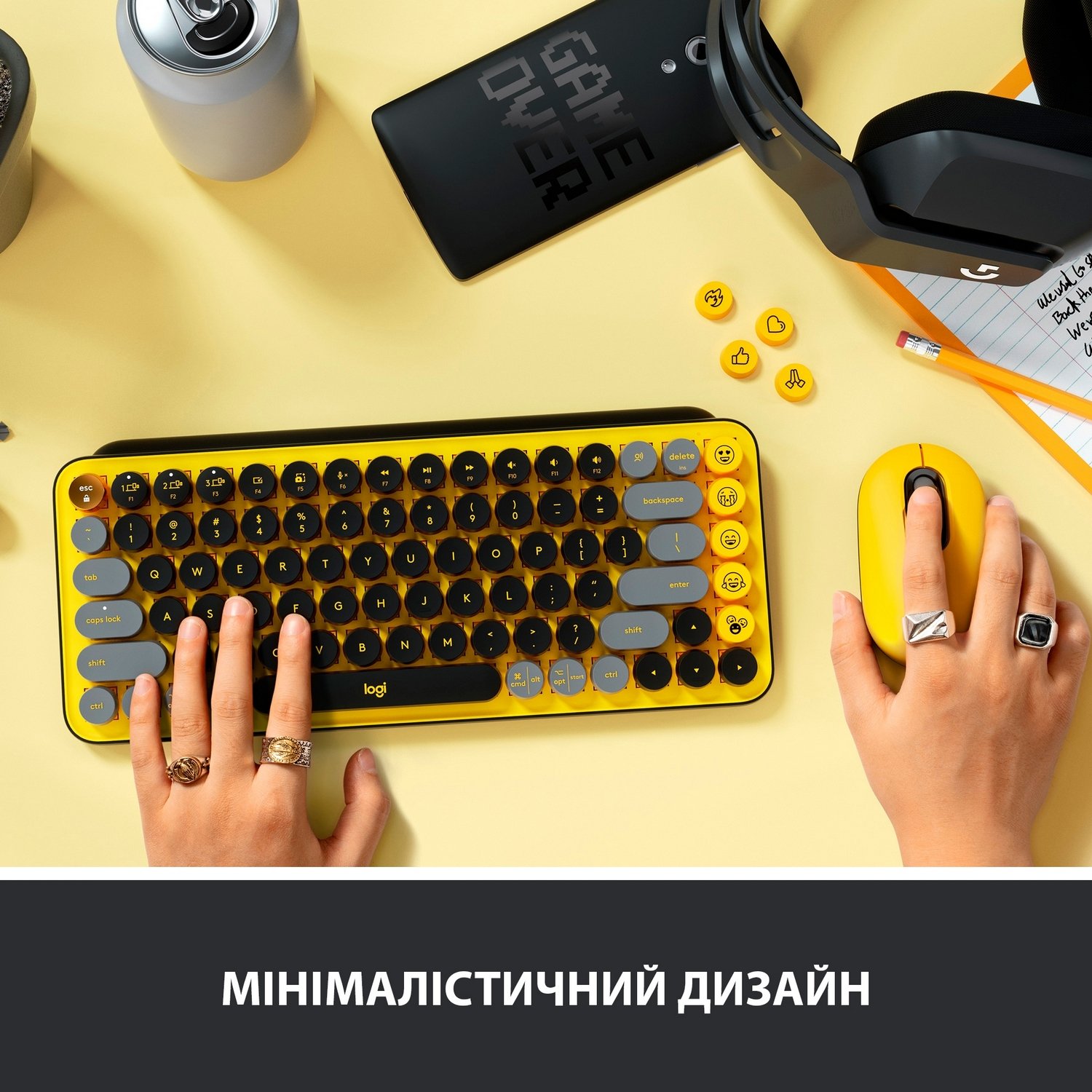 Купить Клавиатура Logitech POP Keys Wireless GX Brown (920-010735) Blast  Yellow - цена в Харькове, Киеве, Днепре, Одессе в интернет-магазине Telemart