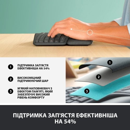 Купить Клавиатура Logitech ERGO K860 (920-010108) Graphite - цена в Харькове, Киеве, Днепре, Одессе
в интернет-магазине Telemart фото