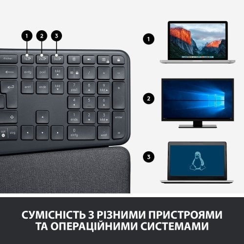 Купить Клавиатура Logitech ERGO K860 (920-010108) Graphite - цена в Харькове, Киеве, Днепре, Одессе
в интернет-магазине Telemart фото