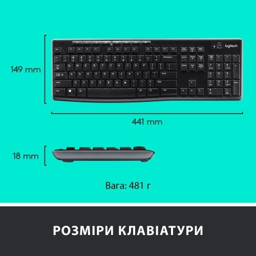 Купити Комплект Logitech MK270 Wireless Combo (920-004508) Black - ціна в Києві, Львові, Вінниці, Хмельницькому, Франківську, Україні | інтернет-магазин TELEMART.UA фото