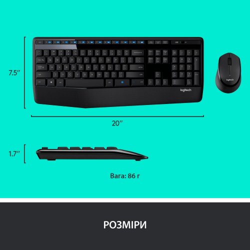Купить Комплект Logitech MK345 Wireless Combo (920-006489) Black - цена в Харькове, Киеве, Днепре, Одессе
в интернет-магазине Telemart фото
