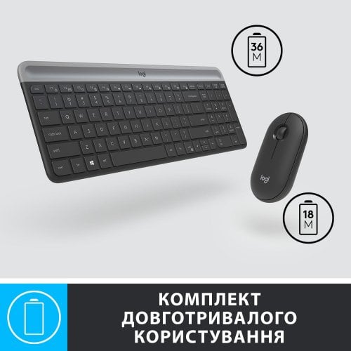 Купити Комплект Logitech MK470 Slim Wireless Combo (920-009204) Graphite - ціна в Києві, Львові, Вінниці, Хмельницькому, Франківську, Україні | інтернет-магазин TELEMART.UA фото