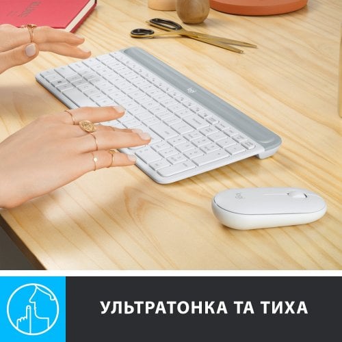 Купити Комплект Logitech MK470 Slim Wireless Combo (920-009205) Off-White - ціна в Києві, Львові, Вінниці, Хмельницькому, Франківську, Україні | інтернет-магазин TELEMART.UA фото