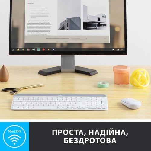 Купити Комплект Logitech MK470 Slim Wireless Combo (920-009205) Off-White - ціна в Києві, Львові, Вінниці, Хмельницькому, Франківську, Україні | інтернет-магазин TELEMART.UA фото