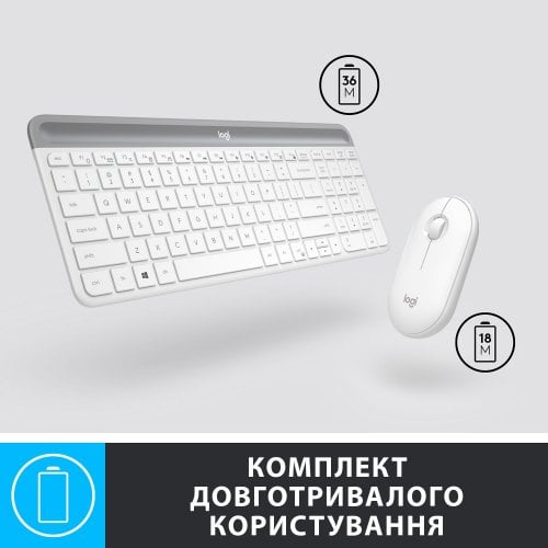 Купити Комплект Logitech MK470 Slim Wireless Combo (920-009205) Off-White - ціна в Києві, Львові, Вінниці, Хмельницькому, Франківську, Україні | інтернет-магазин TELEMART.UA фото