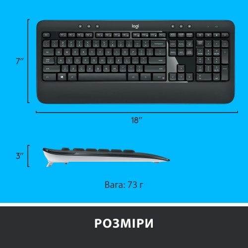 Купити Комплект Logitech MK540 Advanced Wireless Combo (920-008685) Black - ціна в Києві, Львові, Вінниці, Хмельницькому, Франківську, Україні | інтернет-магазин TELEMART.UA фото