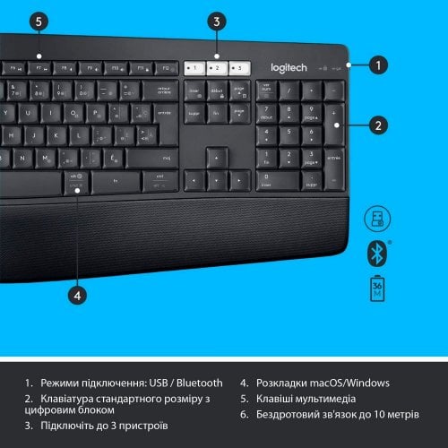 Купити Комплект Logitech MK850 Performance Wireless Combo (920-008226) Black - ціна в Києві, Львові, Вінниці, Хмельницькому, Франківську, Україні | інтернет-магазин TELEMART.UA фото