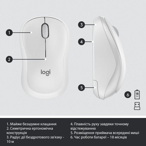 Купити Комплект Logitech MK295 Silent Wireless Combo (920-009824) Off-White - ціна в Києві, Львові, Вінниці, Хмельницькому, Франківську, Україні | інтернет-магазин TELEMART.UA фото