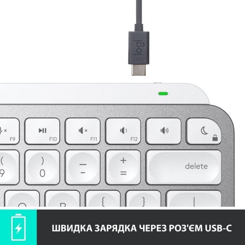 Купити Клавіатура Logitech MX Keys Mini Wireless Illuminated (920-010499) Pale Grey - ціна в Києві, Львові, Вінниці, Хмельницькому, Франківську, Україні | інтернет-магазин TELEMART.UA фото