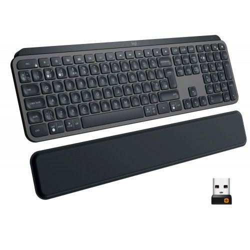 Купить Клавиатура Logitech MX Keys Plus Advanced Wireless Illuminated with Palm Rest (920-009416) Graphite - цена в Харькове, Киеве, Днепре, Одессе
в интернет-магазине Telemart фото