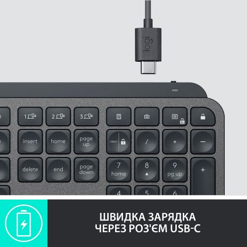Купить Клавиатура Logitech MX Keys Plus Advanced Wireless Illuminated with Palm Rest (920-009416) Graphite - цена в Харькове, Киеве, Днепре, Одессе
в интернет-магазине Telemart фото