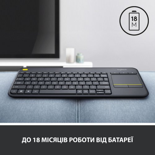 Фото Клавіатура Logitech K400 Plus Wireless Touch (920-007145) Black