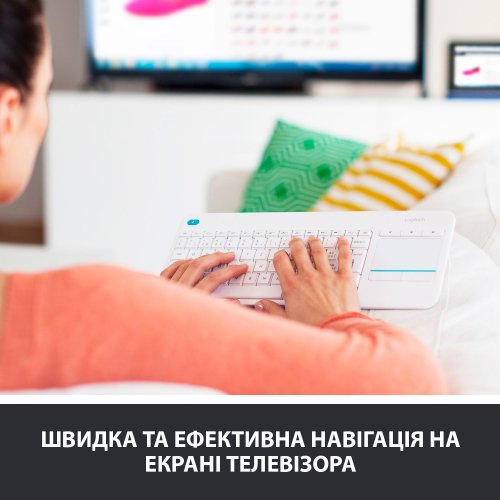 Купить Клавиатура Logitech K400 Plus Wireless Touch (920-007146) White - цена в Харькове, Киеве, Днепре, Одессе
в интернет-магазине Telemart фото