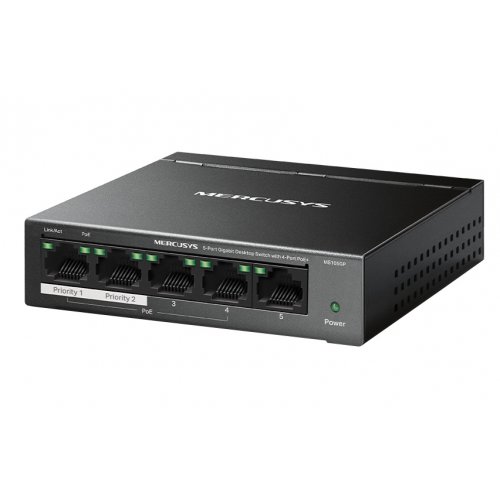 Купити Мережевий комутатор Mercusys MS105GP - ціна в Києві, Львові, Вінниці, Хмельницькому, Франківську, Україні | інтернет-магазин TELEMART.UA фото