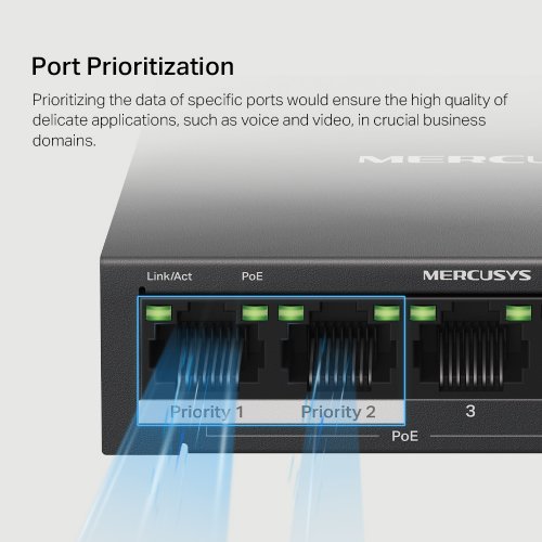 Купити Мережевий комутатор Mercusys MS105GP - ціна в Києві, Львові, Вінниці, Хмельницькому, Франківську, Україні | інтернет-магазин TELEMART.UA фото