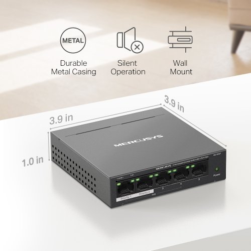 Купити Мережевий комутатор Mercusys MS105GP - ціна в Києві, Львові, Вінниці, Хмельницькому, Франківську, Україні | інтернет-магазин TELEMART.UA фото