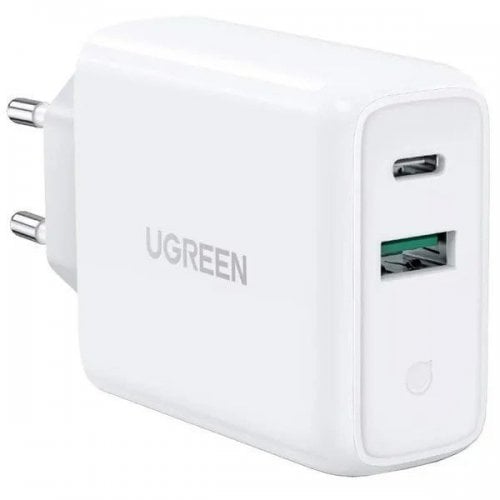 Купити Мережевий зарядний пристрій Ugreen CD170 USB + USB Type-C 38W (60468) White - ціна в Києві, Львові, Вінниці, Хмельницькому, Франківську, Україні | інтернет-магазин TELEMART.UA фото