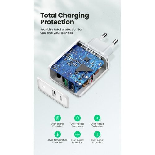 Купити Мережевий зарядний пристрій Ugreen CD170 USB + USB Type-C 38W (60468) White - ціна в Києві, Львові, Вінниці, Хмельницькому, Франківську, Україні | інтернет-магазин TELEMART.UA фото