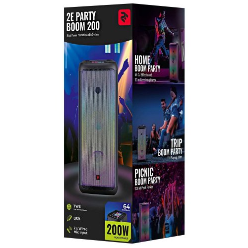 Купить Портативная акустика 2E Party Boom 200 TWS (2E-DSPB200W) Black - цена в Харькове, Киеве, Днепре, Одессе
в интернет-магазине Telemart фото