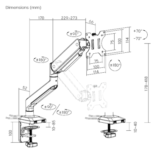 LUMI Single Monitor Premium Aluminum Spring-Assisted Monitor Arm with 3.0 USB Cables Included (LDT53-C012U) купити в Україні: Київ, Львів, Хмельницький, Тернопіль, Івано-Франківськ | Низька ціна, відгуки, характеристики від TELEMART фото