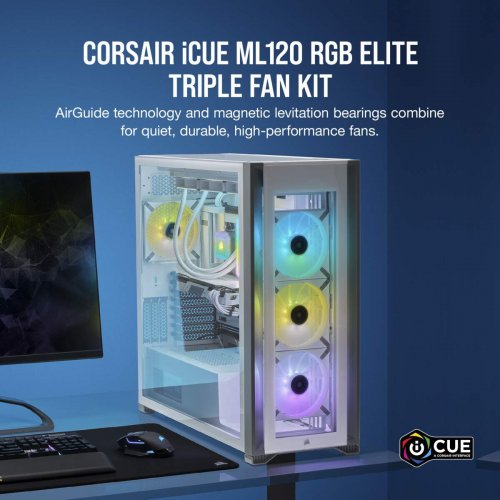 Продати Кулер для корпусу Corsair iCUE ML120 RGB ELITE Premium 120mm PWM Triple Fan with Lighting Node (CO-9050117-WW) White за Trade-In у інтернет-магазині Телемарт - Київ, Дніпро, Україна фото