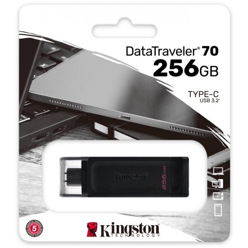 Купить Накопитель Kingston DataTraveler 70 256GB USB Type-C (DT70/256GB) - цена в Харькове, Киеве, Днепре, Одессе
в интернет-магазине Telemart фото