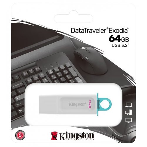 Накопитель Kingston DT Exodia 64GB USB 3.2 (KC-U2G64-5R) White купить в Украине: Киев, Днепр, Харьков, Одесса  | Низкая цена, отзывы, характеристики от TELEMART фото