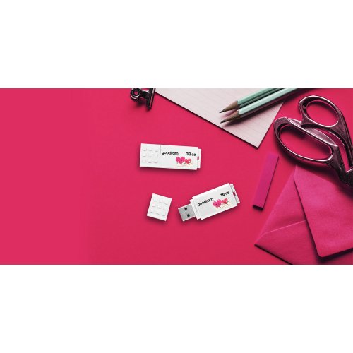 Накопитель Goodram UME2 Valentine 16GB USB 2.0 (UME2-0160W0R11-V) White купить в Украине: Киев, Днепр, Харьков, Одесса  | Низкая цена, отзывы, характеристики от TELEMART фото