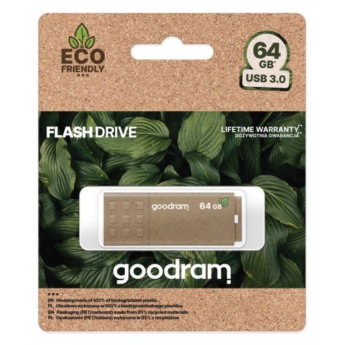 Накопитель Goodram UME3 Eco Friendly 64GB USB 3.0 (UME3-0640EFR11) купить в Украине: Киев, Днепр, Харьков, Одесса  | Низкая цена, отзывы, характеристики от TELEMART фото