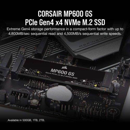 Продать SSD-диск Corsair MP600 GS 3D NAND TLC 500GB M.2 (2280 PCI-E) NVMe x4 (CSSD-F0500GBMP600GS) по Trade-In интернет-магазине Телемарт - Киев, Днепр, Украина фото