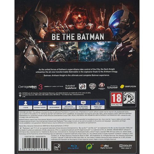 Купить Игра Batman: Arkham Knight (PS4) Blu-ray (5051892216951) - цена в Харькове, Киеве, Днепре, Одессе
в интернет-магазине Telemart фото