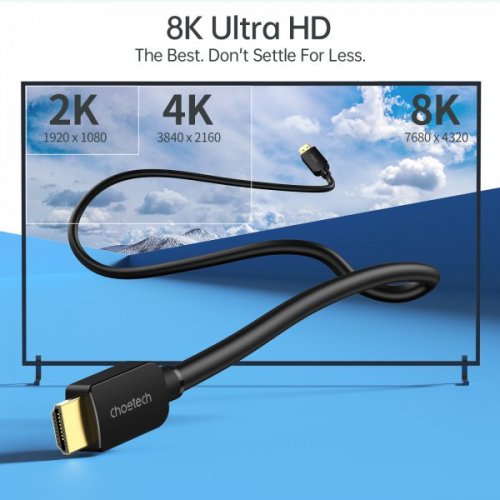Купить Кабель Choetech HDMI to HDMI M/M V.2.1 8K 2m (XHH-TP20) Black - цена в Харькове, Киеве, Днепре, Одессе
в интернет-магазине Telemart фото