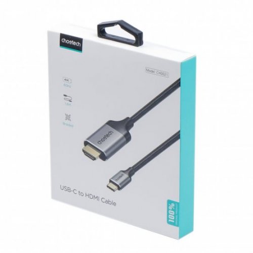 Купить Кабель Choetech USB Type-C to HDMI M/M 4K 1.8m (CH0021-BK) Black - цена в Харькове, Киеве, Днепре, Одессе
в интернет-магазине Telemart фото