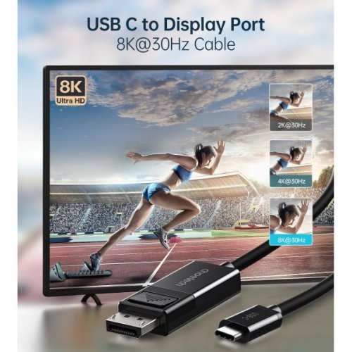 Купить Кабель Choetech USB Type-C to DisplayPort M/M 8K 1.8m (XCP-1803-BK) Black - цена в Харькове, Киеве, Днепре, Одессе
в интернет-магазине Telemart фото