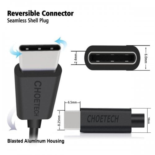 Купити Кабель Choetech USB 2.0 to USB Type-C 1m (AC0002) Black - ціна в Києві, Львові, Вінниці, Хмельницькому, Франківську, Україні | інтернет-магазин TELEMART.UA фото