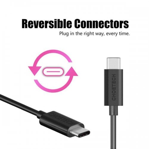 Купити Кабель Choetech USB 2.0 to USB Type-C 1m (AC0002) Black - ціна в Києві, Львові, Вінниці, Хмельницькому, Франківську, Україні | інтернет-магазин TELEMART.UA фото