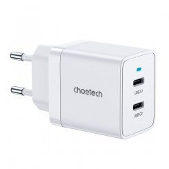 Мережевий зарядний пристрій Choetech 2 x USB Type-C 40W (Q5006-EU-WH) White