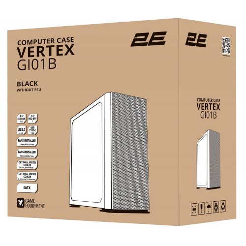 Фото Корпус 2E Gaming Vertex Tempered Glass без БП (2E-GI01B) Black