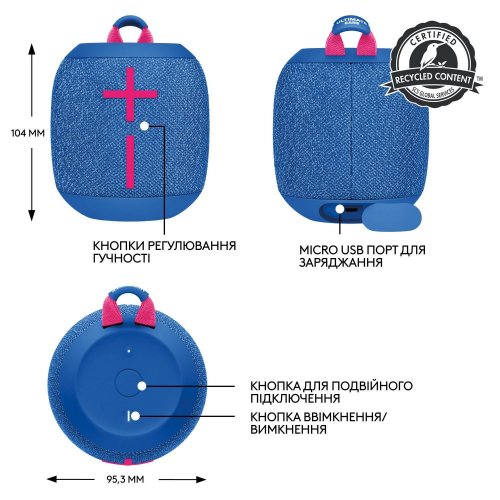 Портативна акустика Ultimate Ears Wonderboom 3 (L984-001830) Performance Blue купити в Україні | Telemart фото
