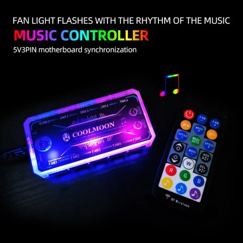Купити Контролер Coolmoon music ARGB controller (CM-MUSIC-HU1) - ціна в Києві, Львові, Вінниці, Хмельницькому, Франківську, Україні | інтернет-магазин TELEMART.UA фото